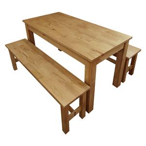Table 140x70 + 2 benches CORONA 2 wax