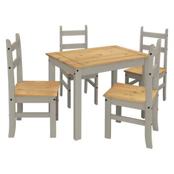 Table + 4 chairs CORONA 3 wax/grey