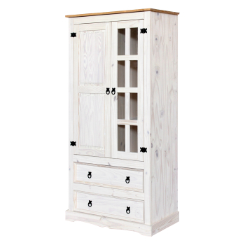 Showcase 2 doors + 2 drawers CORONA white wax