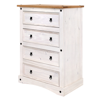 Chest of 4 drawers CORONA white wax