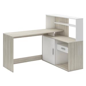 Desk corner BRICE oak/pearl white