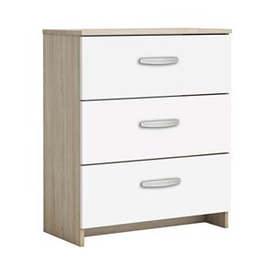 Chest of 3 drawers NANO oak/pearl white