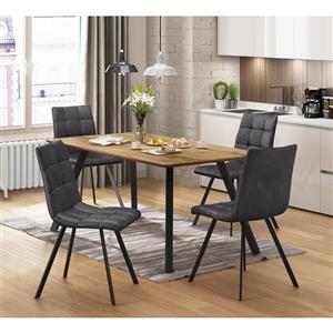 Dining table BERGEN oak + 4 chairs BERGEN gray microfiber