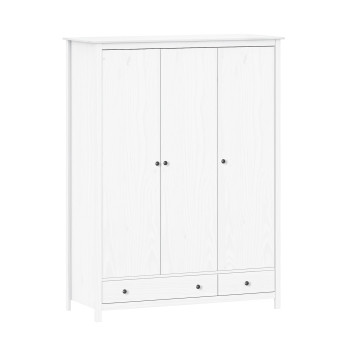 3-door wardrobe TORINO white, metal handles