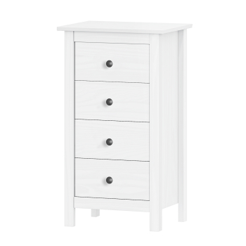 Commode 4 drawers TORINO white, metal handles