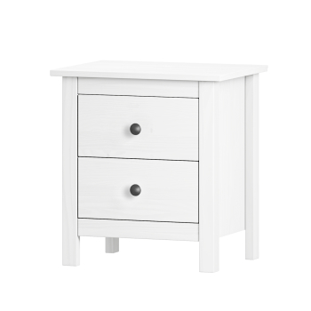 Bedside table TORINO white, metal handles