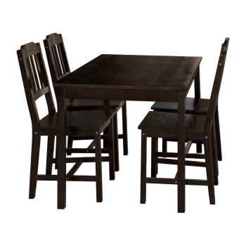 Table + 4 chairs 8849 dark brown lacquer