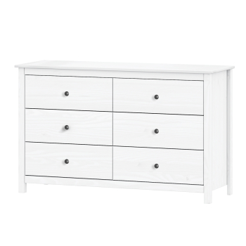 Commode 6 drawers TORINO white, metal handles